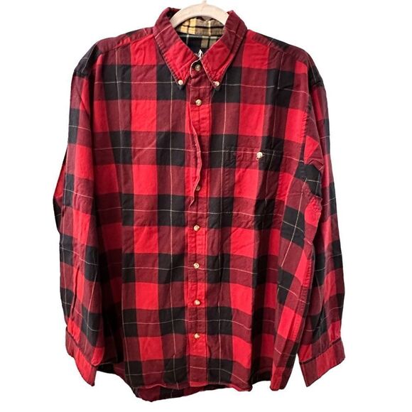 T. Harris London ~ Gentleman’s Fit ~ Red and Black Plaid Shirt ~ size XL - Picture 1 of 9